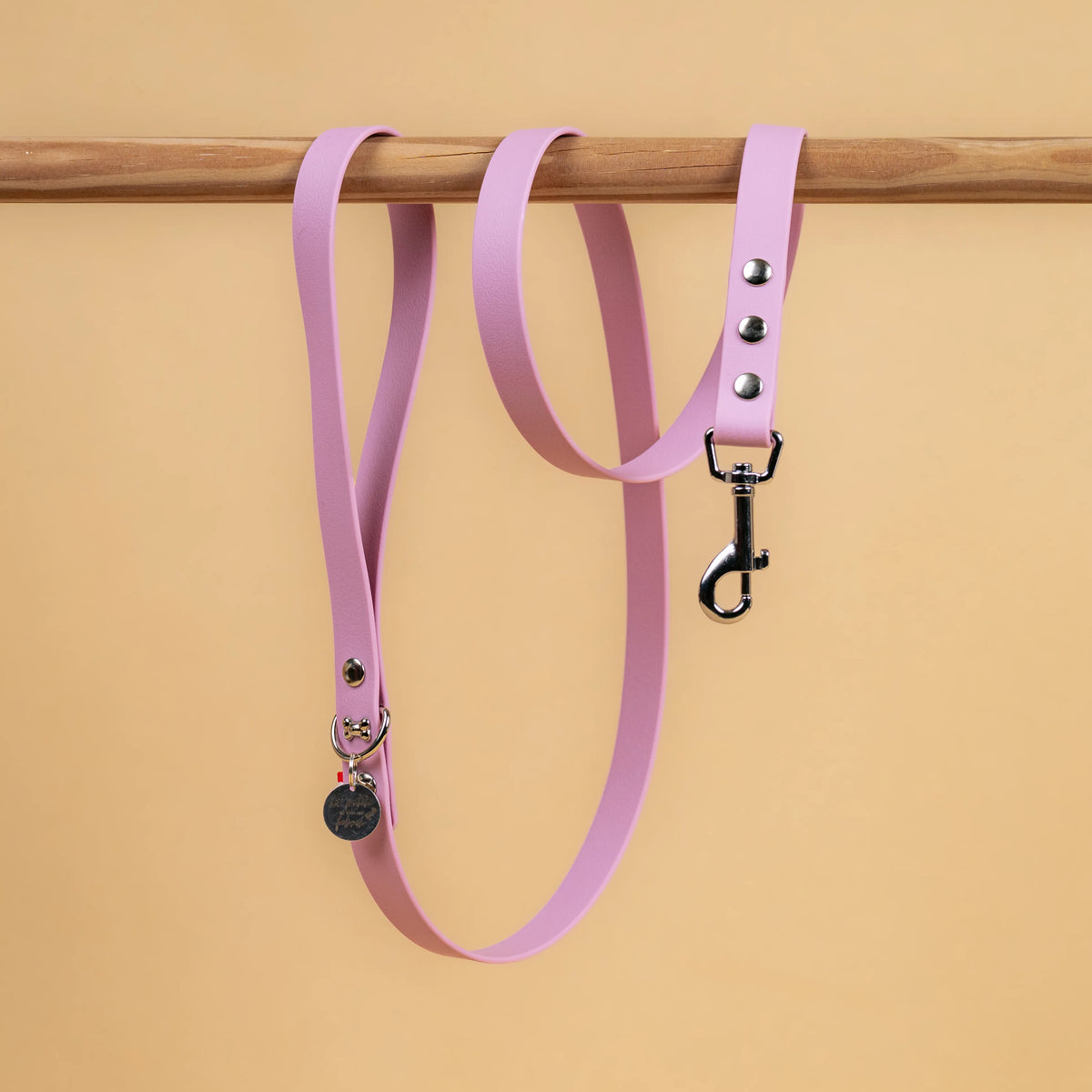 laisse simple pour chien en sangle enduite étanche matière similaire au biothane couleur rose