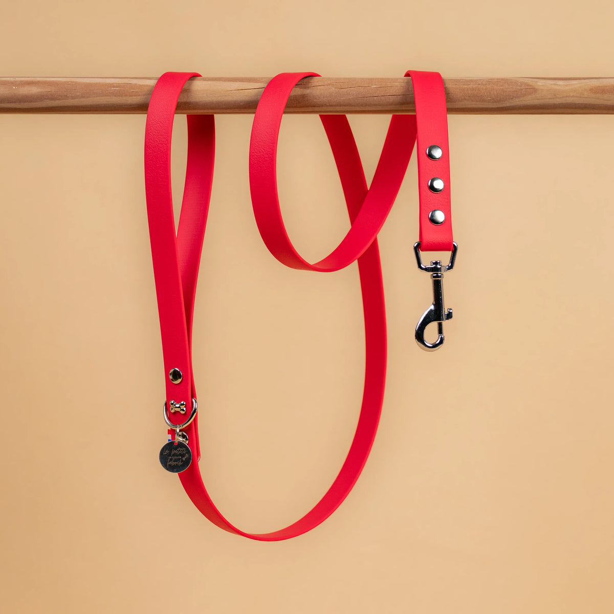 laisse simple pour chien en sangle enduite étanche matière similaire au biothane couleur rouge magenta