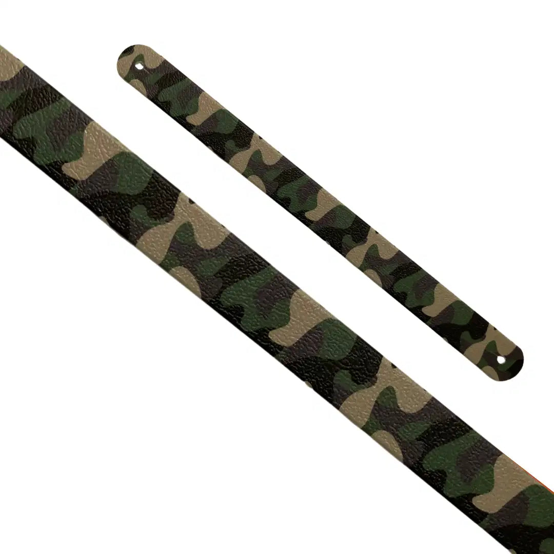 Motif interchangeable en Biothane camouflage militaire classique vert, beige et noir pour collier de chien.