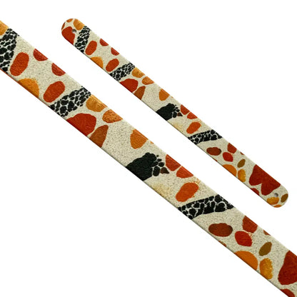 Motif interchangeable en Biothane tachté style safari ocre, terracotta et noir pour collier de chien.